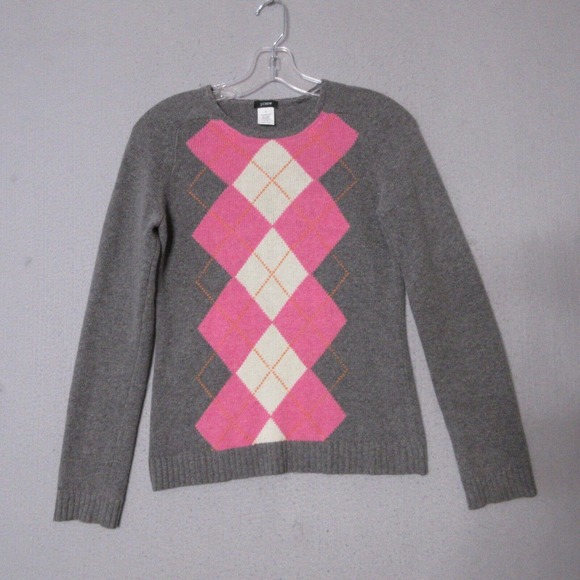 J Crew Sweater Y2K Academia Argyle Merino‎ Wool Angora Cashmere - Picture 1 of 10
